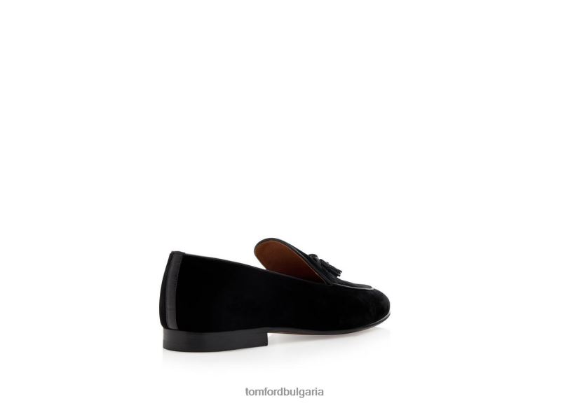 мъже обувки мокасина с пискюли от кадифе черен TOM FORD B880D633