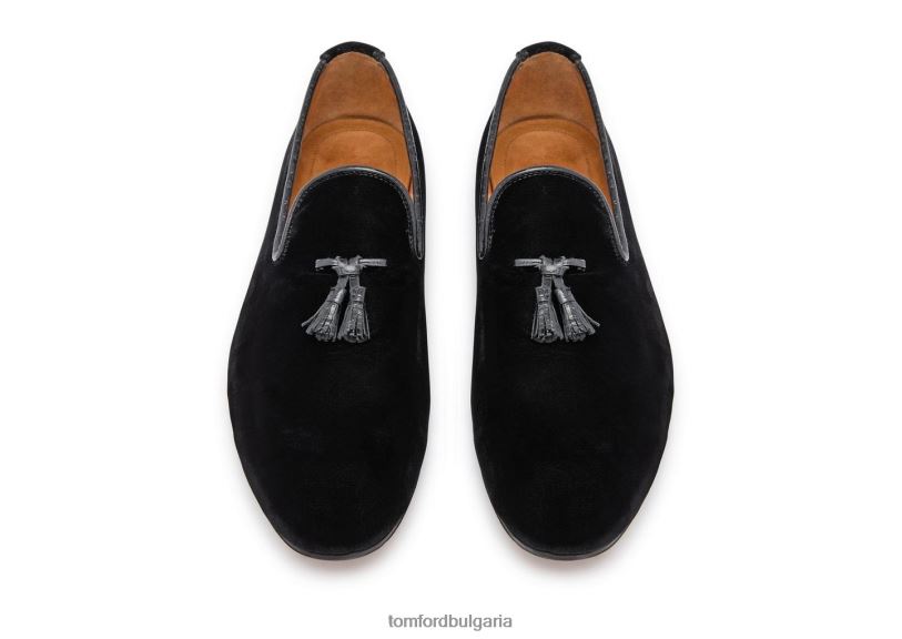 мъже обувки пантофка от кадифе Никола черен TOM FORD B880D635