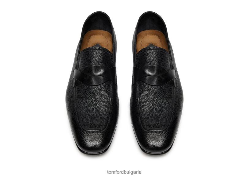 мъже обувки мокасини с усукана лента от зърнеста кожа черен TOM FORD B880D637