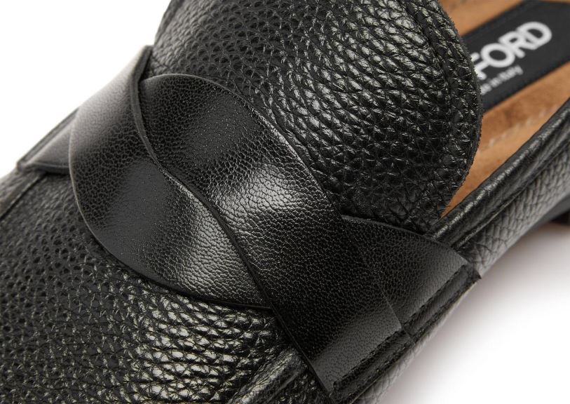 мъже обувки мокасини с усукана лента от зърнеста кожа черен TOM FORD B880D637