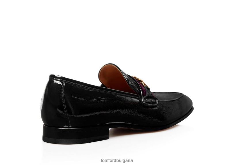 мъже обувки мокасини с верижка от напукана кожа черен TOM FORD B880D639