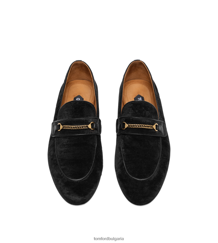 мъже обувки мокасини с верижка от текстурирано кадифе черен TOM FORD B880D642