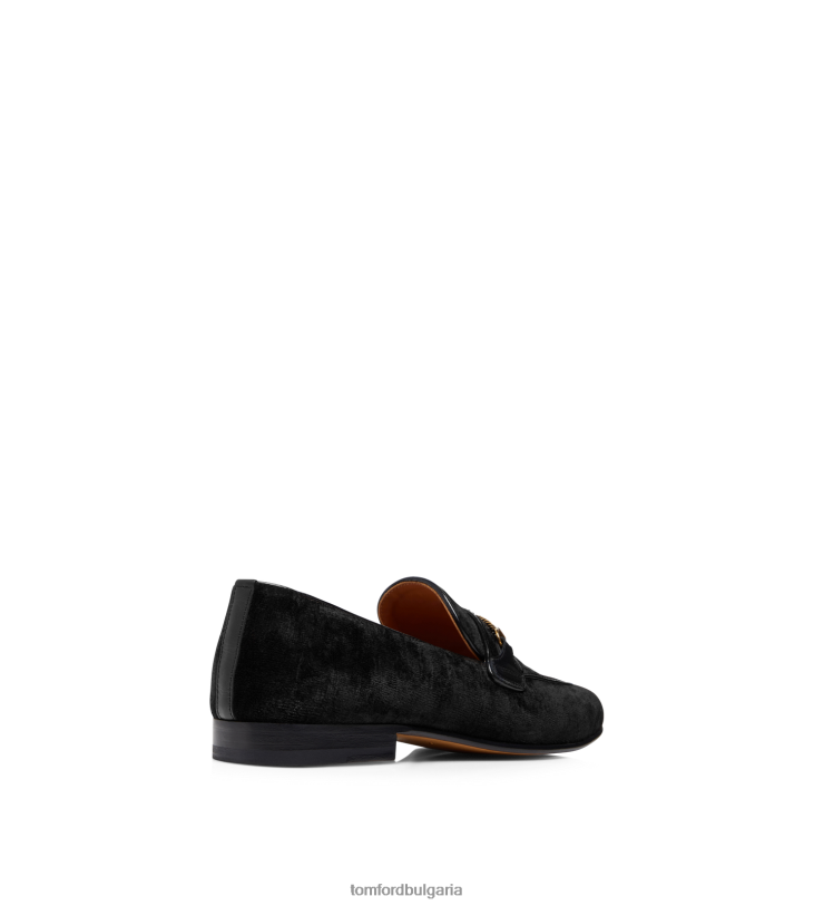 мъже обувки мокасини с верижка от текстурирано кадифе черен TOM FORD B880D642