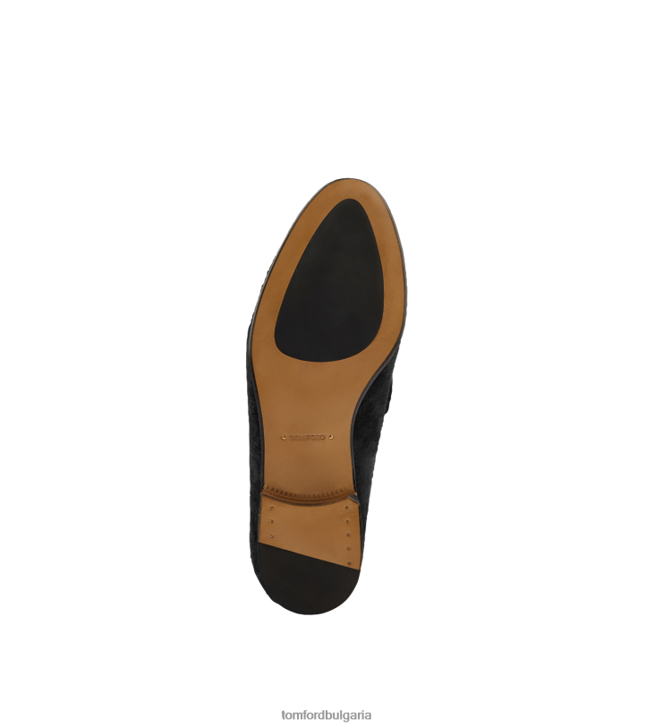 мъже обувки мокасини с верижка от текстурирано кадифе черен TOM FORD B880D642