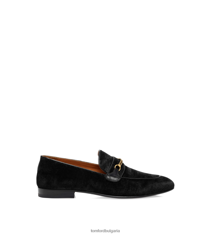 мъже обувки мокасини с верижка от текстурирано кадифе черен TOM FORD B880D642