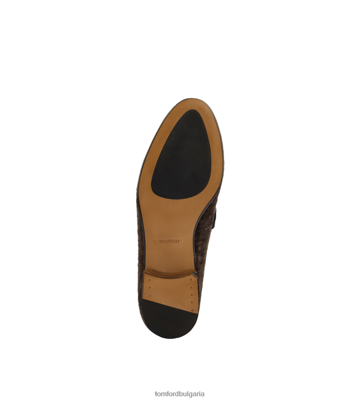 мъже обувки мокасини с верижка от текстурирано кадифе кафяво TOM FORD B880D643