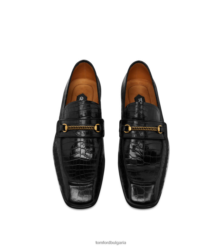мъже обувки щамповани мокасини с верижка крокодил бейли черен TOM FORD B880D644
