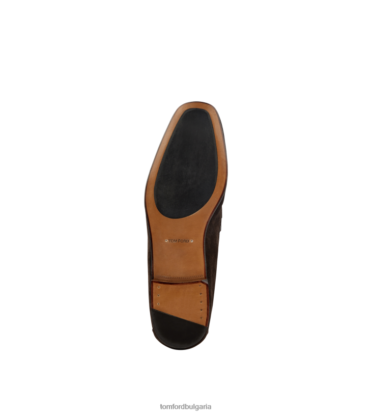 мъже обувки мокасини с усукана лента от велур кафе TOM FORD B880D646