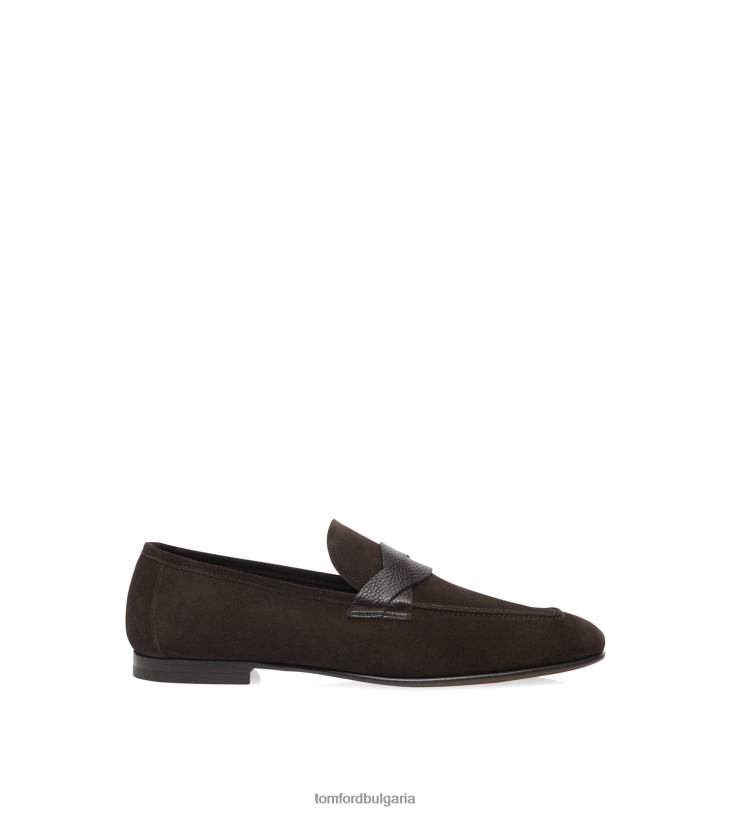 мъже обувки мокасини с усукана лента от велур кафе TOM FORD B880D646