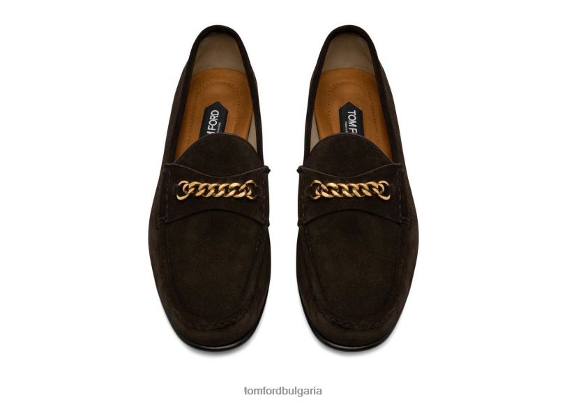 мъже обувки велурени мокасини с верижка йорк кафяво TOM FORD B880D647