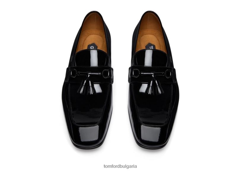 мъже обувки лакирани мокасини с пискюли черен TOM FORD B880D656
