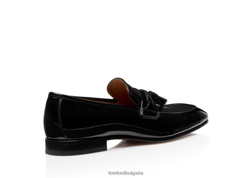 мъже обувки лакирани мокасини с пискюли черен TOM FORD B880D656