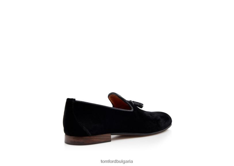 мъже обувки чехъл с пискюли от кадифе черен TOM FORD B880D661
