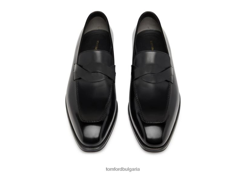 мъже обувки мокасини с усукана лента от полирана кожа elkan черен TOM FORD B880D653