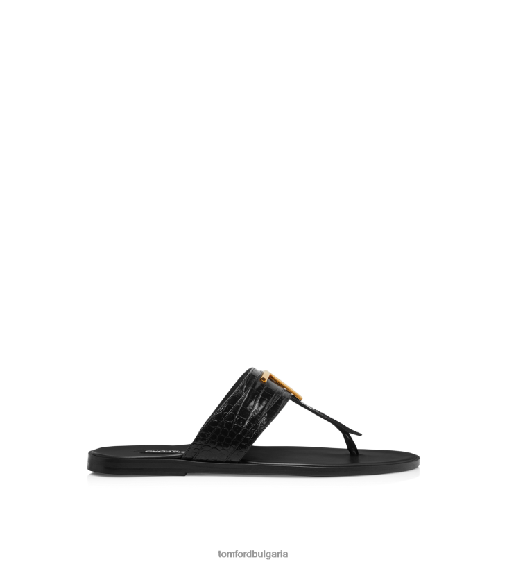мъже обувки щампован крокодил сандал черен TOM FORD B880D606