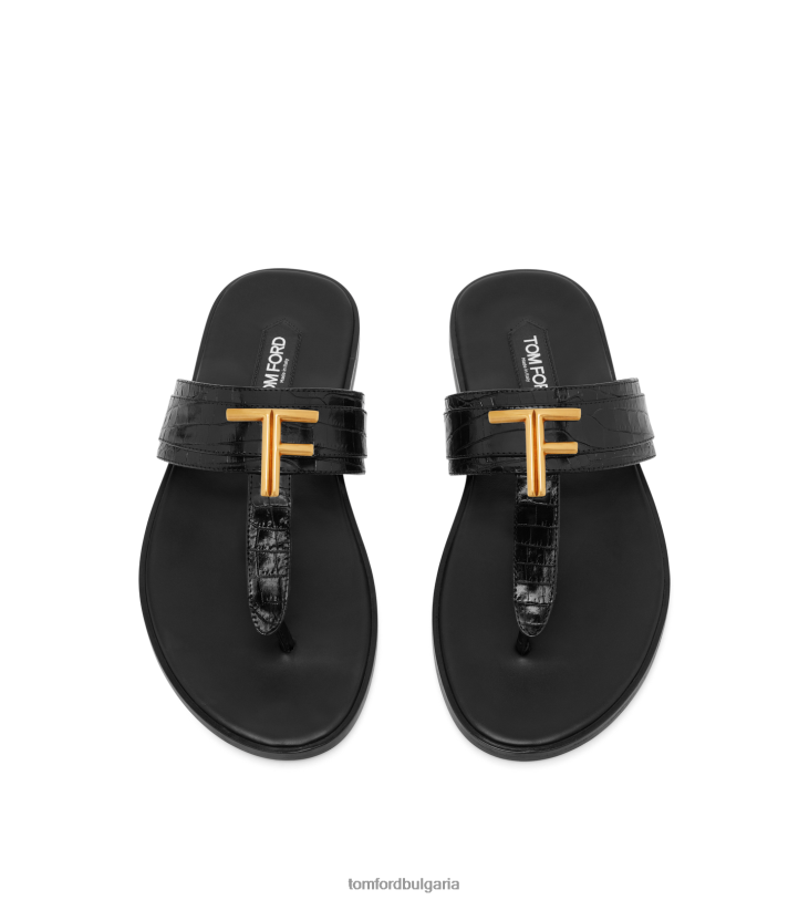 мъже обувки щампован крокодил сандал черен TOM FORD B880D606