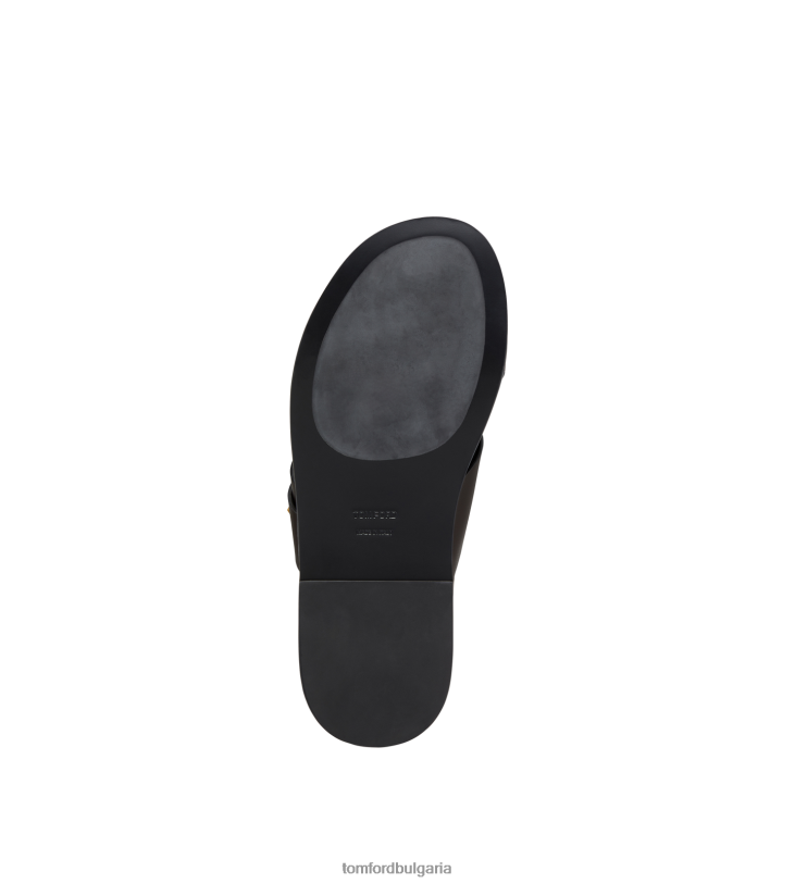 мъже обувки зърнест кожен сандал Престън тъмен абанос TOM FORD B880D608