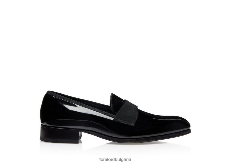 мъже обувки вечерен чехъл от лачена кожа Edgar черен TOM FORD B880D616