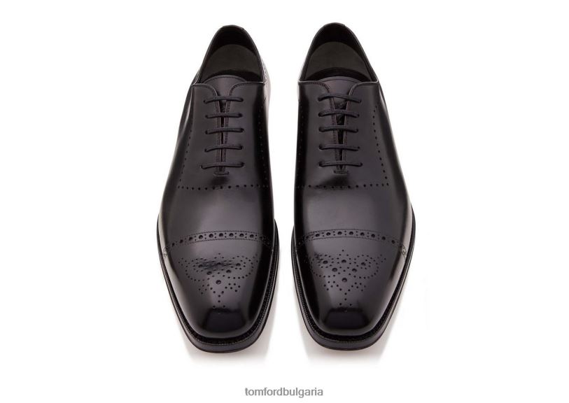 мъже обувки полирана кожа edgar brogue с връзки черен TOM FORD B880D621