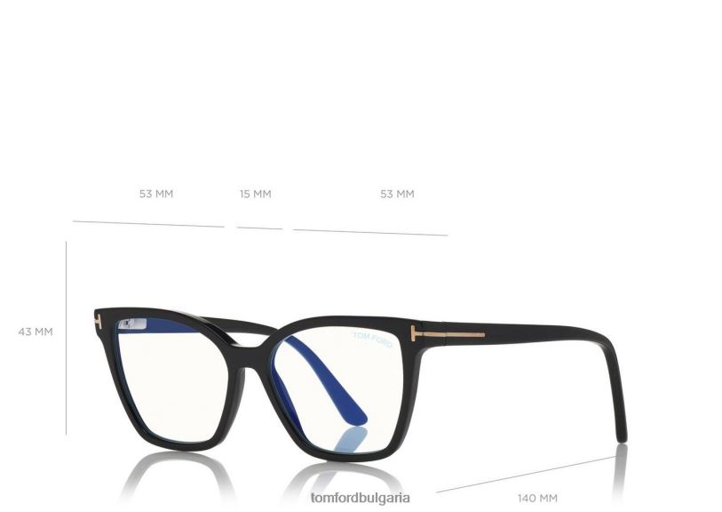 Жени очила двойна щипка върху син блок оптика черен TOM FORD B880D2094