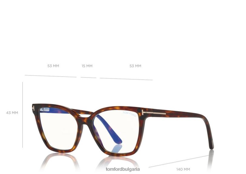 Жени очила двойна щипка върху син блок оптика червена Хавана TOM FORD B880D2096