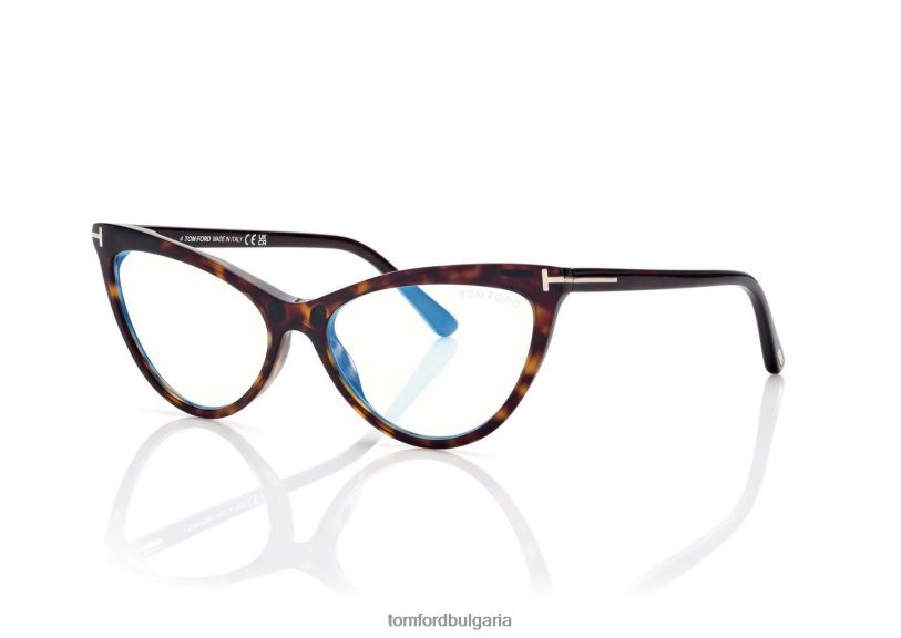 Жени очила магнитна щипка син блок котешко око оптика тъмна Хавана TOM FORD B880D2126