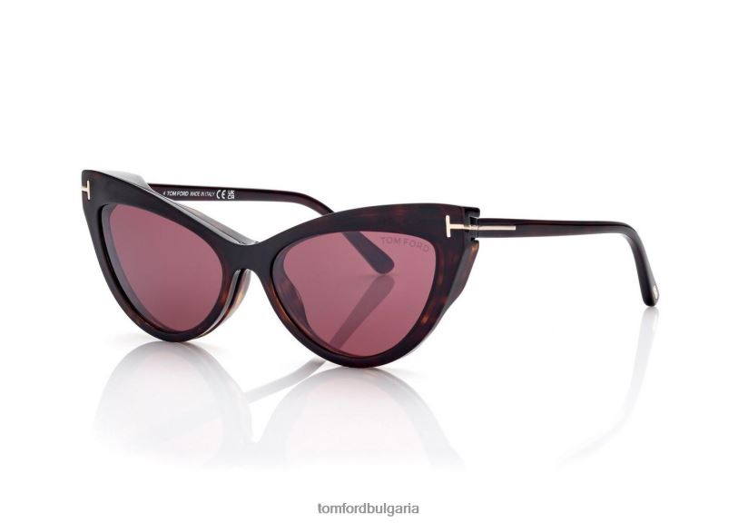 Жени очила магнитна щипка син блок котешко око оптика тъмна Хавана TOM FORD B880D2126