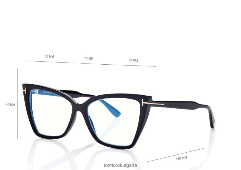 Жени очила синьо квадратно оптично котешко око черно + кафяво TOM FORD B880D2194
