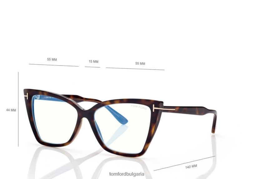 Жени очила синьо квадратно оптично котешко око тъмна Хавана TOM FORD B880D2195