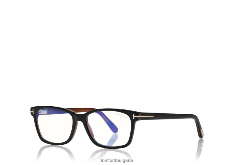 Жени очила класическа правоъгълна оптика със син блок черно + кафяво TOM FORD B880D2203