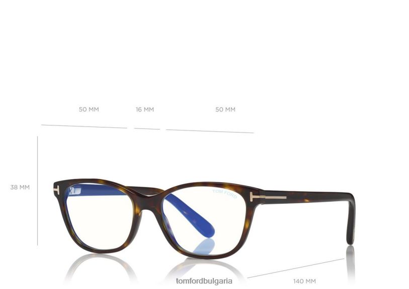 Жени очила син блок мек квадрат оптика тъмна Хавана TOM FORD B880D2207