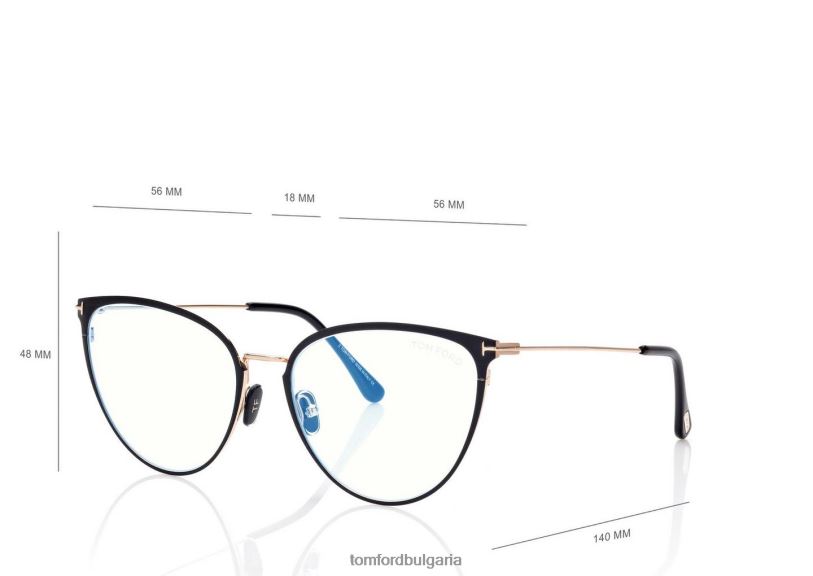 Жени очила син блок котешко око оптика черен TOM FORD B880D2214