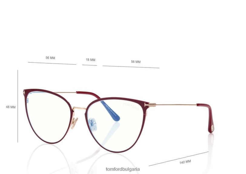 Жени очила син блок котешко око оптика блестящо червено TOM FORD B880D2215