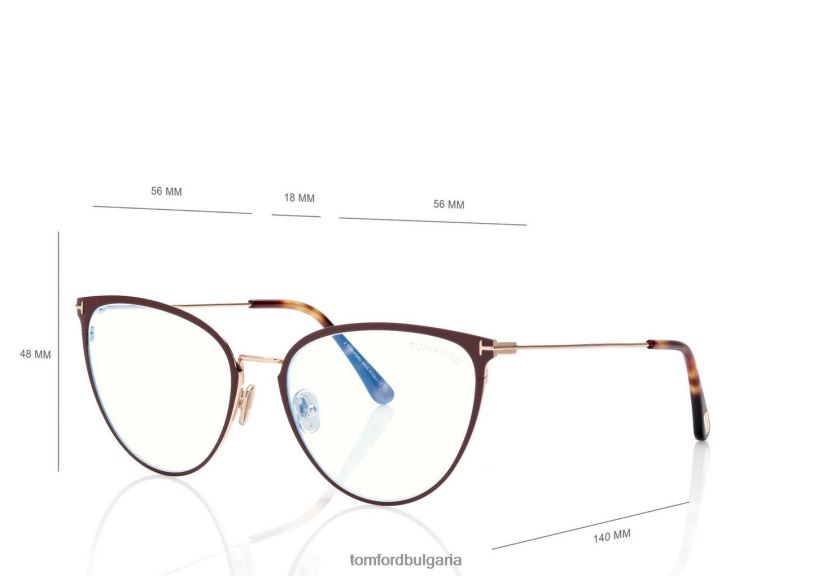 Жени очила син блок котешко око оптика матово светло кафяво TOM FORD B880D2216
