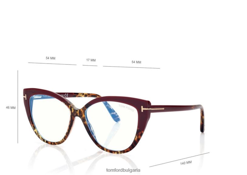 Жени очила син блок мека оптика котешко око лъскав тюркоаз TOM FORD B880D2218