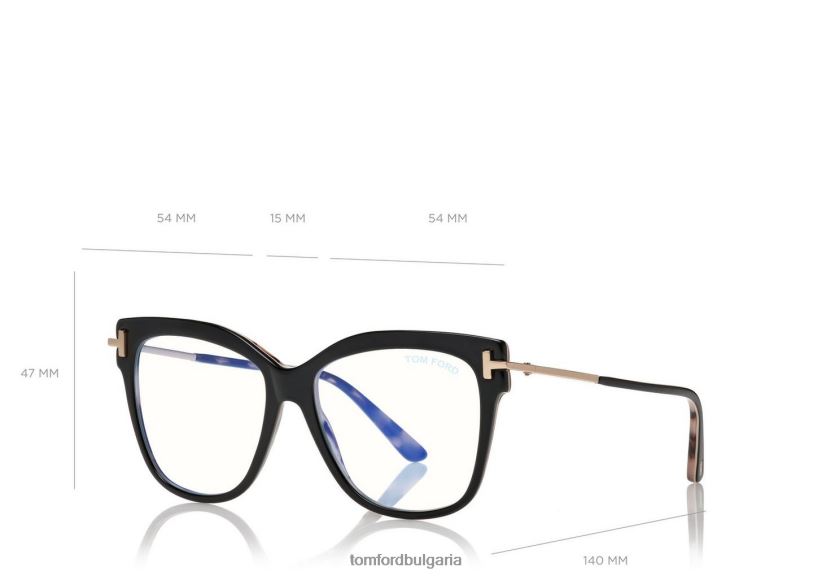 Жени очила оптика с квадратна форма на син блок черно + кафяво TOM FORD B880D2219