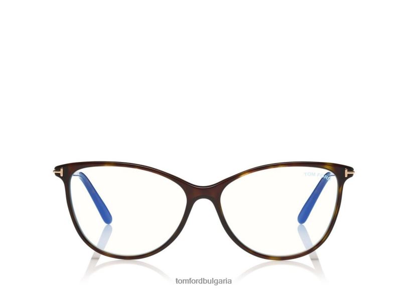 Жени очила мека кръгла оптика със син блок тъмна Хавана TOM FORD B880D2221
