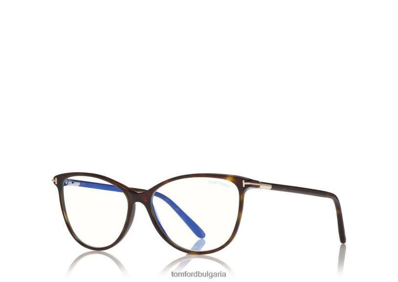 Жени очила мека кръгла оптика със син блок тъмна Хавана TOM FORD B880D2221