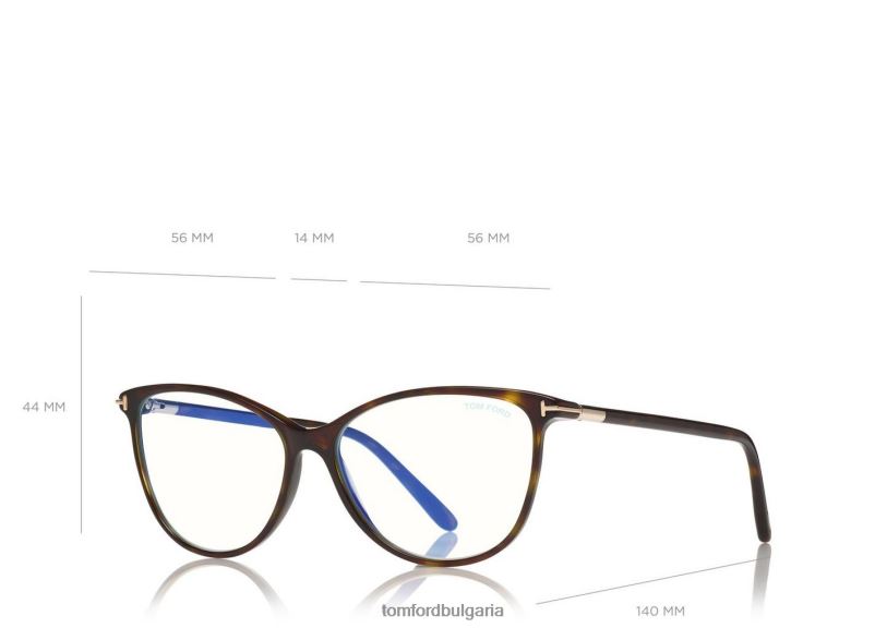 Жени очила мека кръгла оптика със син блок тъмна Хавана TOM FORD B880D2221