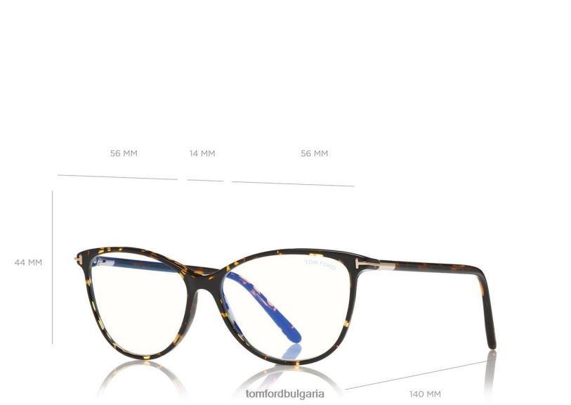 Жени очила мека кръгла оптика със син блок раирана черна хавана TOM FORD B880D2222
