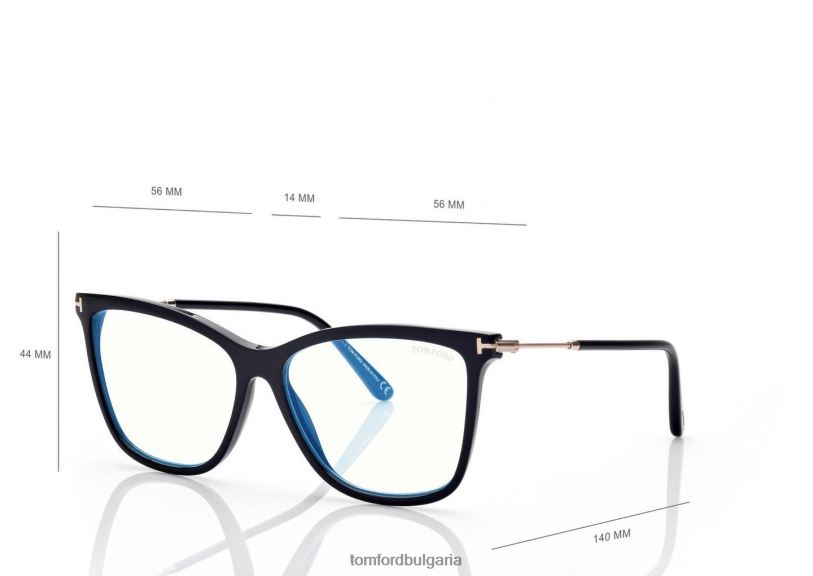 Жени очила син блок мек оптичен клипс за котешко око на слънце черен TOM FORD B880D2227