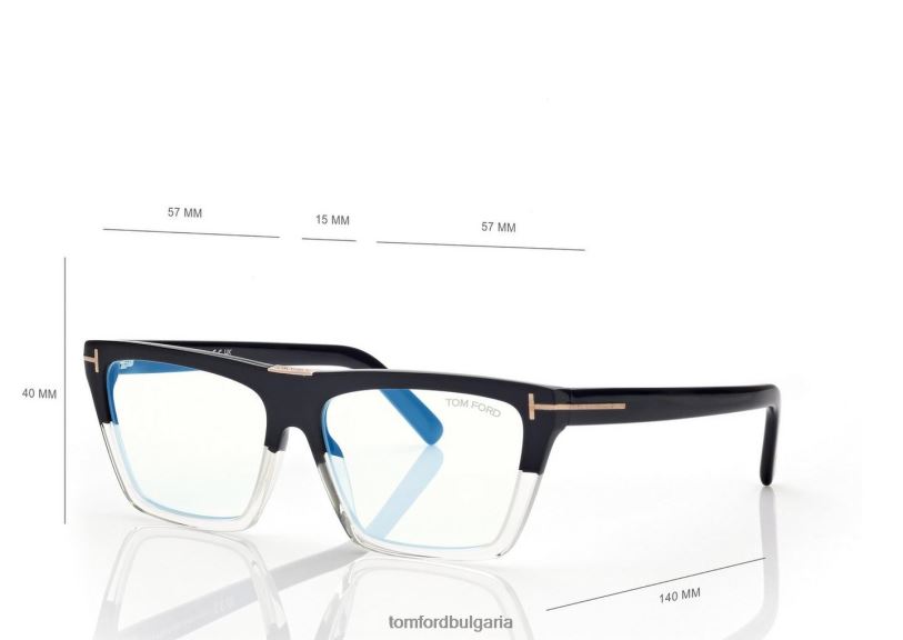 Жени очила син блок квадратна оптика черно + кафяво TOM FORD B880D2235