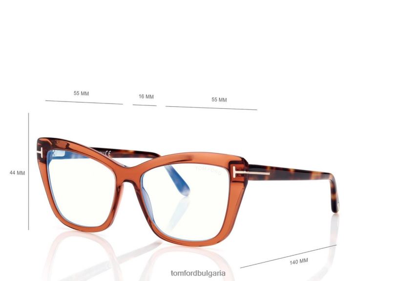 Жени очила синьо квадратно оптично котешко око кафяво TOM FORD B880D2245