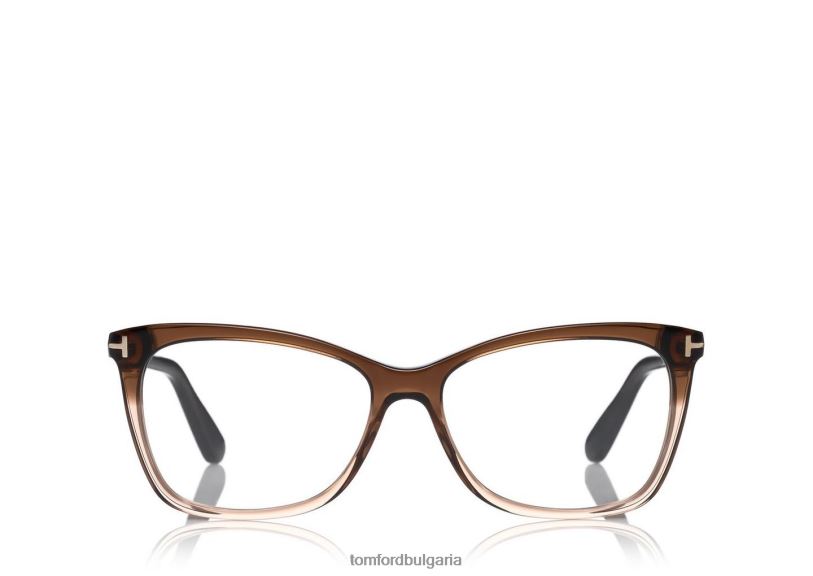 Жени очила тънка оптична рамка тип пеперуда червена Хавана TOM FORD B880D2259