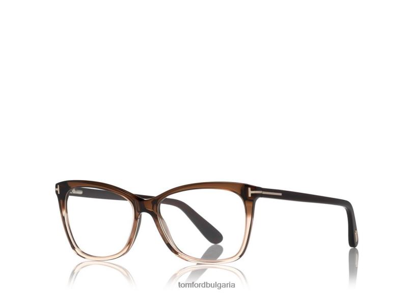 Жени очила тънка оптична рамка тип пеперуда червена Хавана TOM FORD B880D2259