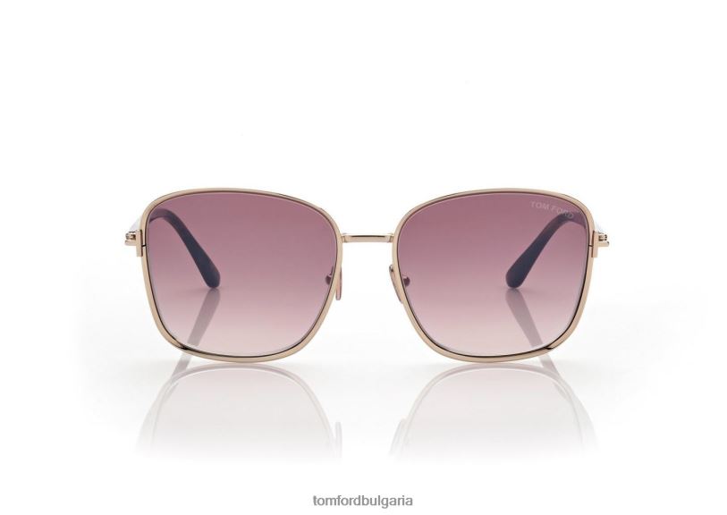 Жени очила папрат слънчеви очила градиент от розово злато TOM FORD B880D2119