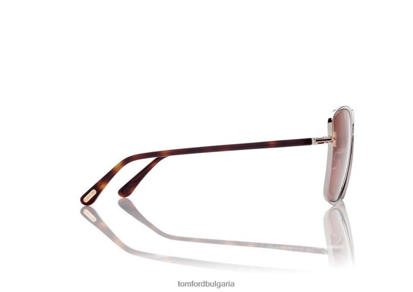 Жени очила папрат слънчеви очила блестящо тъмно рутениево/кафяво огледало TOM FORD B880D2120