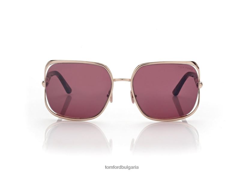 Жени очила златни слънчеви очила розово злато/розово TOM FORD B880D2182
