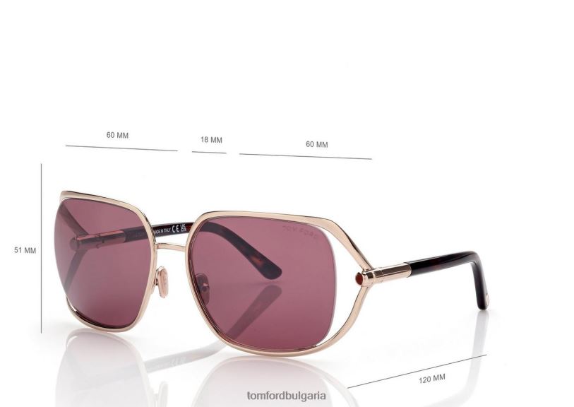 Жени очила златни слънчеви очила розово злато/розово TOM FORD B880D2182