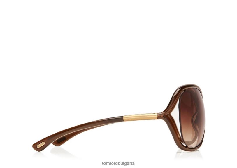Жени очила огромни меки кръгли слънчеви очила Whitney тъмно кафяво TOM FORD B880D2155